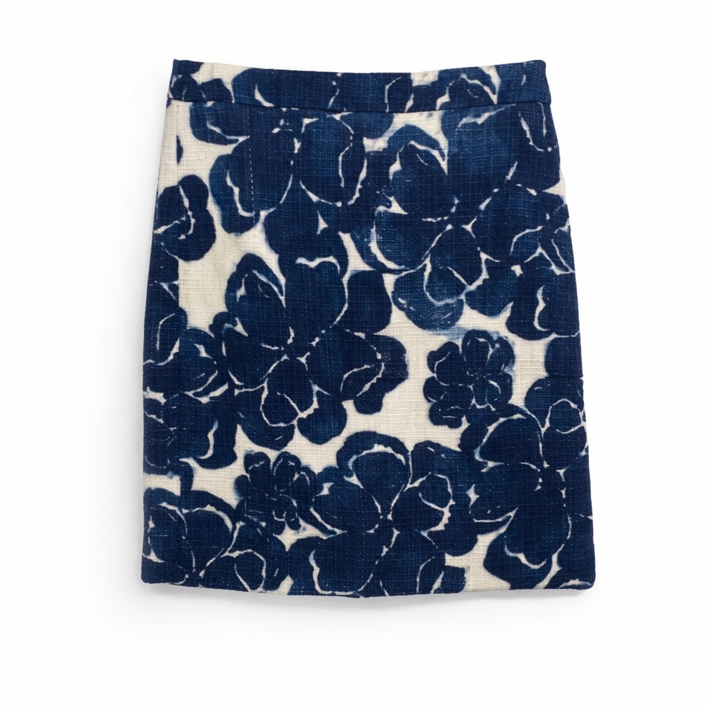 J.Crew “Canterbury Bells” Blue & White Floral Skirt | Size 4 | Lined